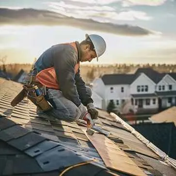 Shingle Masters roofer doing shingle roof repair on a commercial building