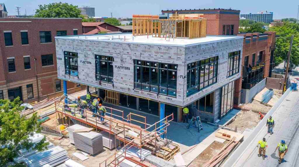 Shingle Masters image showing commercial roof under construction