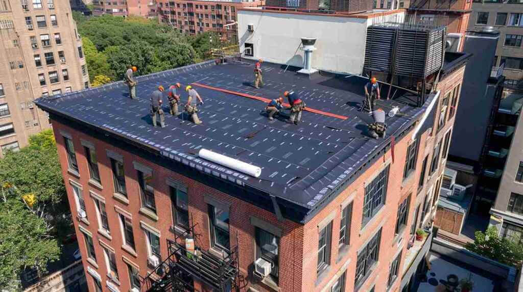 Shingle Masters roofer doing works on a commercial roof