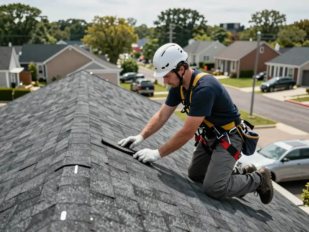 Professional Roofer doing roof maintenance in Queens NY