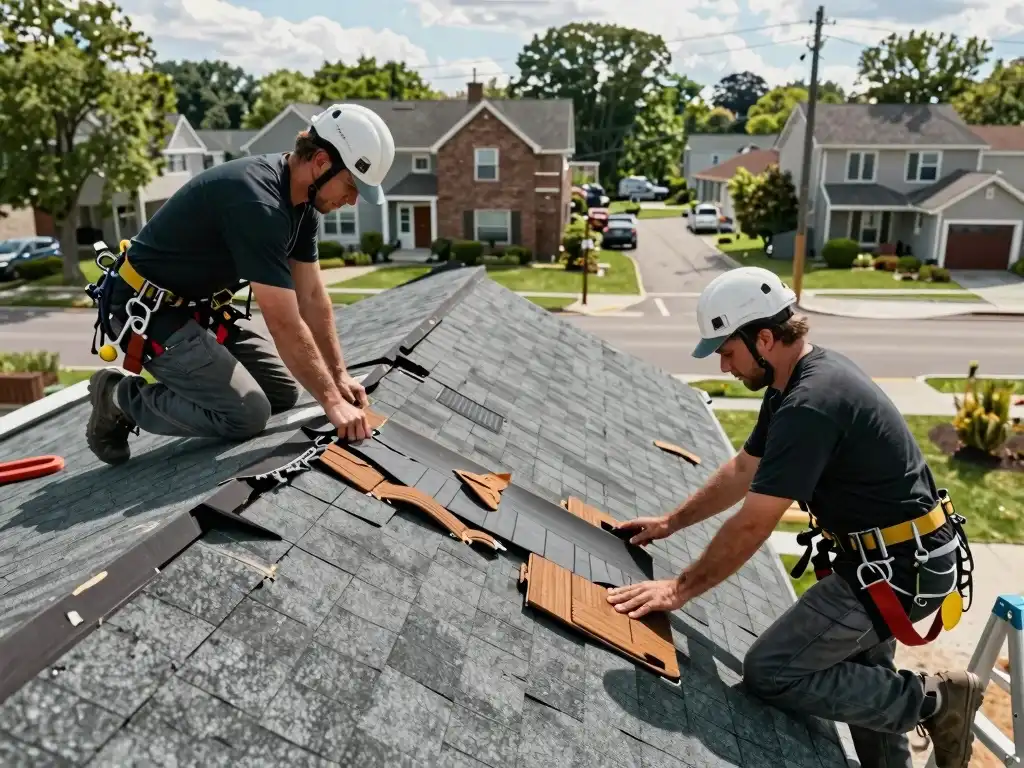 Image showing roofers doing shingle replacement works in Queens NY