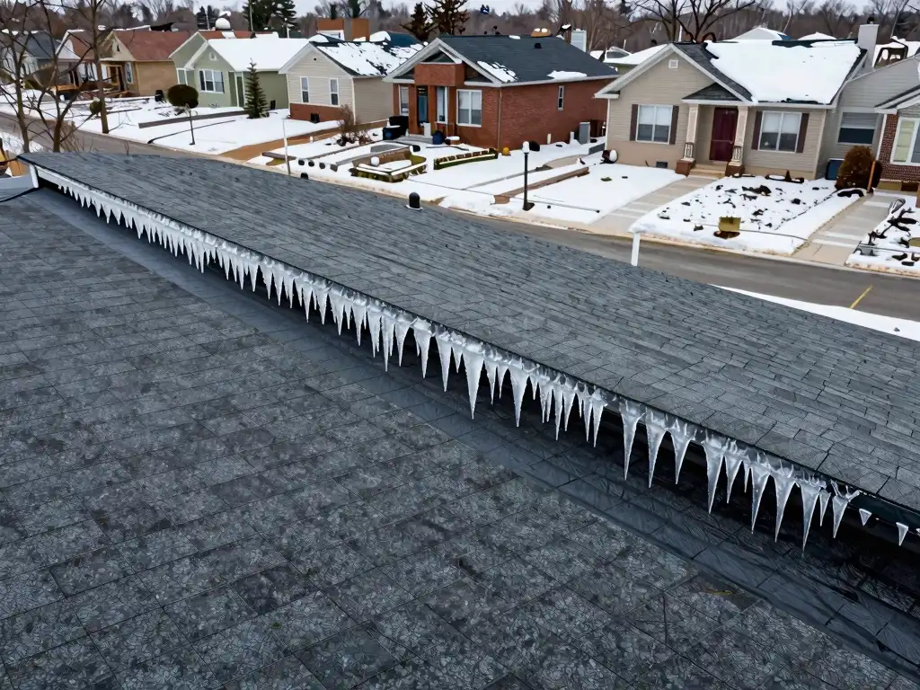 Image showing shingle roof on winter weather in Queens NY
